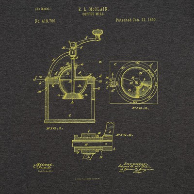 Футболка приталенная Old Patents. Coffee Mill, черный меланж