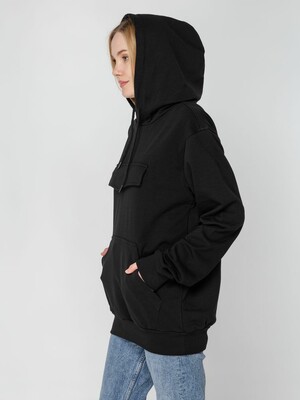 Худи унисекс с карманом на груди Chest Pocket, черное