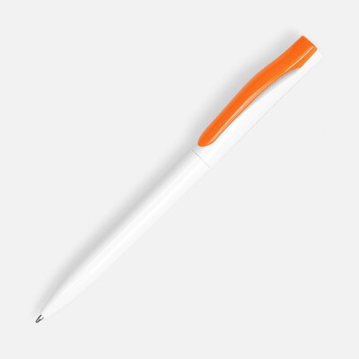 Ручка шариковая Pin, белая с оранжевым