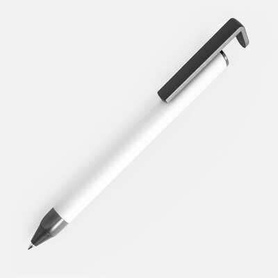 Ручка шариковая Standic с подставкой для телефона, белая