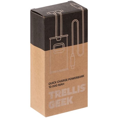 Аккумулятор с быстрой зарядкой Trellis Geek 10000 мАч, темно-серый