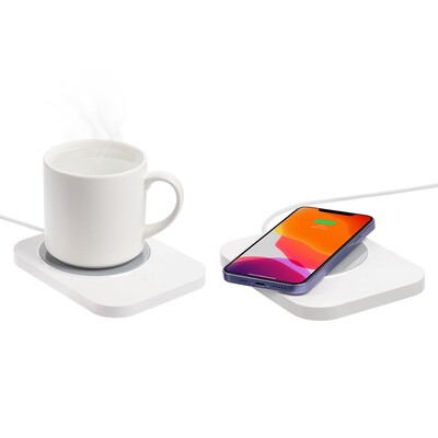 Кружка с подогревом и беспроводной зарядкой dualBase plus, белая